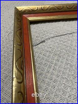 Vintage Gold Gilt Taos School Arts And Crafts Picture Frame Red Runner Board