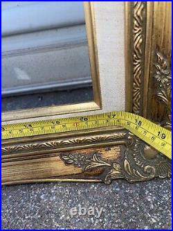 Vintage Gold Ornate Baroque Carved Wood Picture Frame Linen Insert 21.5X25.75