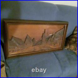 Vintage Hand Carved 17×32 All Wood Picture