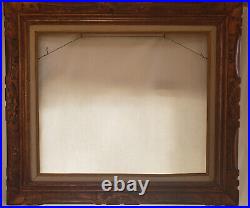 Vintage Hand Carved Frame Canvas Matt Original Finish Viewing Size 23.5X19.5 in