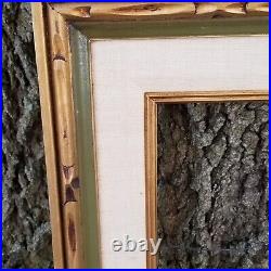 Vintage MCM Carved Gold Brown Wood Picture Art Frame fits 23 X 19 Green large