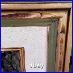Vintage MCM Carved Gold Brown Wood Picture Art Frame fits 23 X 19 Green large
