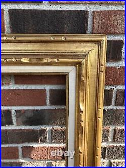 Vintage Mid Century Large Hand Carved Mexico Picture Frame 20 x 24 Gold Linen