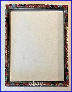 Vintage carved wood red blue & gold Vienna Secession frame ca 1900