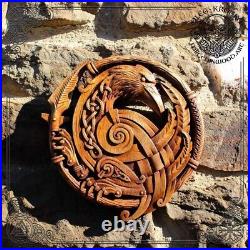 Wood Carved Picture Celtic Raven