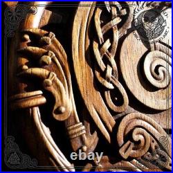 Wood Carved Picture Celtic Raven