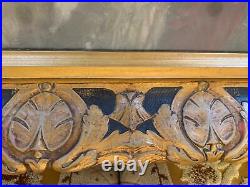 Wood Hand Carved Victorian Outstanding Gilded Picture Frame 38 by 24 with Print